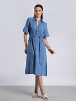 Vestido Feminino Chemise Amplo em Algodão com Faixa