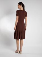 Vestido Feminino Midi em Malha com Babado na Barra