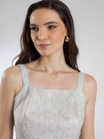 Vestido Feminino Evasê Listrado com Amarração nas Costas