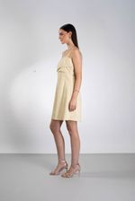 Vestido Feminino Curto Evasê em Viscose com Linho
