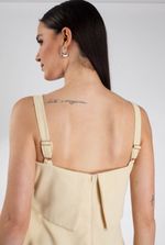 Vestido Feminino Curto Evasê em Viscose com Linho