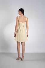Vestido Feminino Curto Evasê em Viscose com Linho