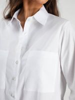 Camisa Feminina Curta em Tricoline com Manga Longa