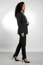 Blazer Feminino de Alfaiataria sem Lapela Com Bolso Interno