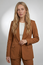 Blazer Feminino de Alfaiataria sem Lapela Com Bolso Interno