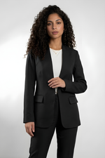 Blazer Feminino de Alfaiataria sem Lapela Com Bolso Interno