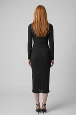Vestido Feminino Midi em Malha com Brilho e Fenda