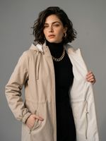 Parka Feminina Alongada Dupla Face com Capuz Removível