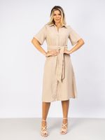 Vestido Feminino Chemise Amplo em Algodão com Faixa