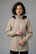 Parka Feminina Alongada Dupla Face com Capuz Removível
