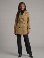 Trench Coat Curto Feminino em Tecido com Cinto