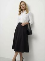 Saia Midi Godê Feminina em Crepe com Cós Anatômico