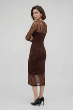 Vestido Midi Tule Feminino Estampado Manga Longa