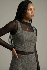 Blusa  Cropped Feminina Malha Tweed