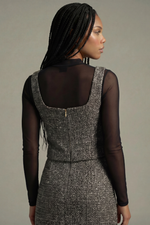 Blusa  Cropped Feminina Malha Tweed