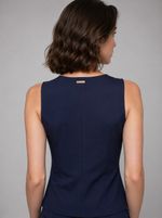 Colete Feminino Acinturado Em Crepe De Malha Com Recortes Princesa