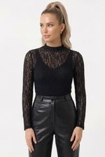 Blusa Feminina Manga Longa em Renda com Transparência