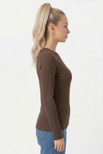 Blusa Feminina Manga Longa em Ribana com Decote Redondo