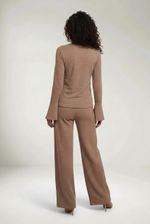 Calça Feminina Reta Em Malha Com Cós Elástico