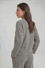 Calça  Feminina Ampla Em Malha Chennile Jacquard Com Cós Elástico