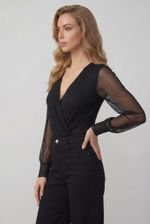 Body Feminino Transpassado Em Tule