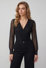Body Feminino Transpassado Em Tule
