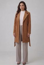 Casaco Feminino Alongado Em Velour Com Faixa 