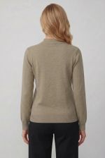 Blusa Feminina Manga Longa com Gola Alta e Interior Apeluciado