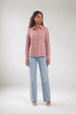 Camisa Feminina Manga Longa Em Viscose Com Poliamida E Prega Nas Costas