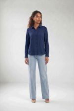 Camisa Feminina Manga Longa Em Viscose Com Poliamida E Prega Nas Costas