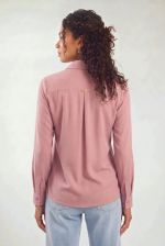 Camisa Feminina Manga Longa Em Viscose Com Poliamida E Prega Nas Costas