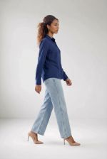 Camisa Feminina Manga Longa Em Viscose Com Poliamida E Prega Nas Costas