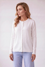 Cardigan Feminino Curto Em Tricô Fino Com Botões Frontais 