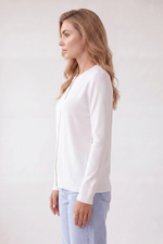 Cardigan Feminino Curto Em Tricô Fino Com Botões Frontais 