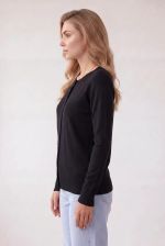 Cardigan Feminino Curto Em Tricô Fino Com Botões Frontais 