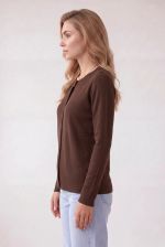 Cardigan Feminino Curto Em Tricô Fino Com Botões Frontais 