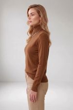 Blusa Feminina em Tricô com Cashmere e Gola Rolê