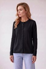Cardigan Feminino Curto Em Tricô Fino Com Botões Frontais 