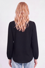 Blusa Feminina com Gola Padre e Manga Bufante