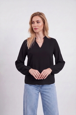 Blusa Feminina com Gola Padre e Manga Bufante