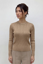 Blusa Feminina Manga Longa em Malha Retilínea Texturizada