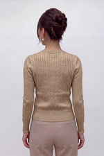Blusa Feminina Manga Longa em Malha Retilínea Texturizada