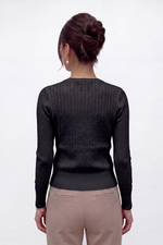 Blusa Feminina Manga Longa em Malha Retilínea Texturizada