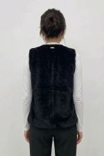 Colete Feminino em Pele Sintética com Bolso Interno