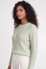 Blusa Feminina em Tricô Texturizado Favos com Decote Redondo