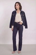 Jaqueta Feminina Jeans com Bolsos e Botões Metálicos
