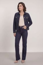 Jaqueta Feminina Jeans com Bolsos e Botões Metálicos