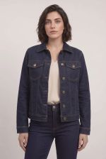 Jaqueta Feminina Jeans com Bolsos e Botões Metálicos