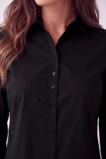 Camisa Feminina Slim em Tricoline com Elastano com 3 Botões no Busto