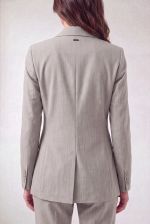 Blazer Feminino Alongado de Alfaiataria Mescla com Bolso Interno
